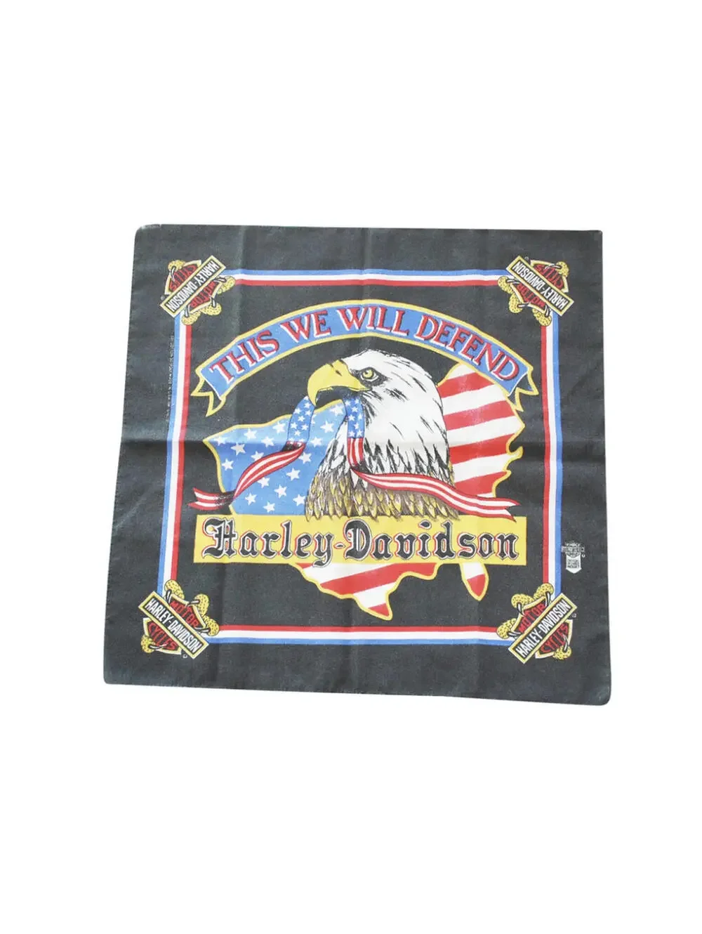 Vintage Harley Davidson 90s Motorcycle Black USA Bandana